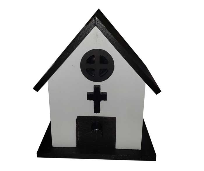 Musical Religious Hym Cottage - Black and White