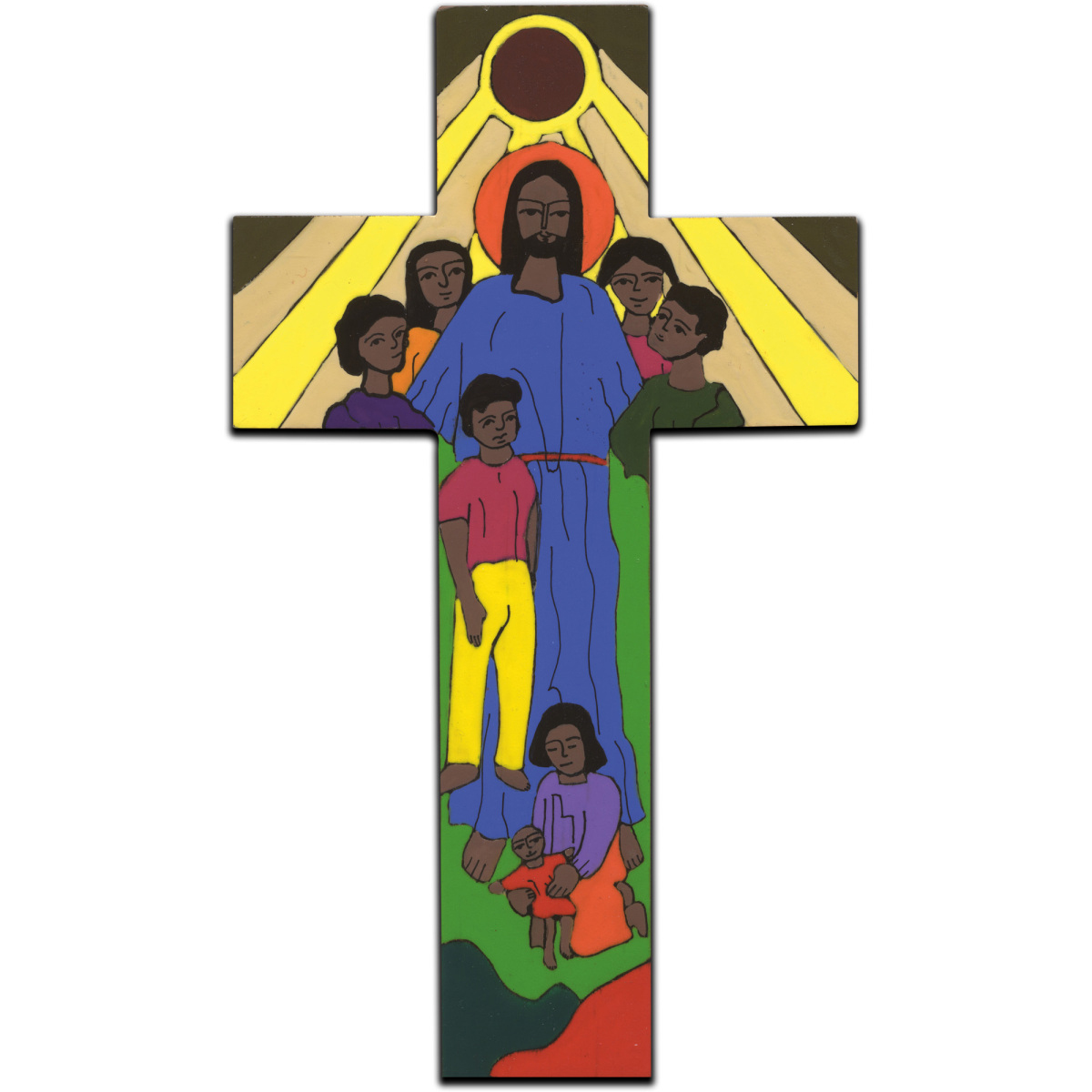 Colorful Jesus with Children Cross