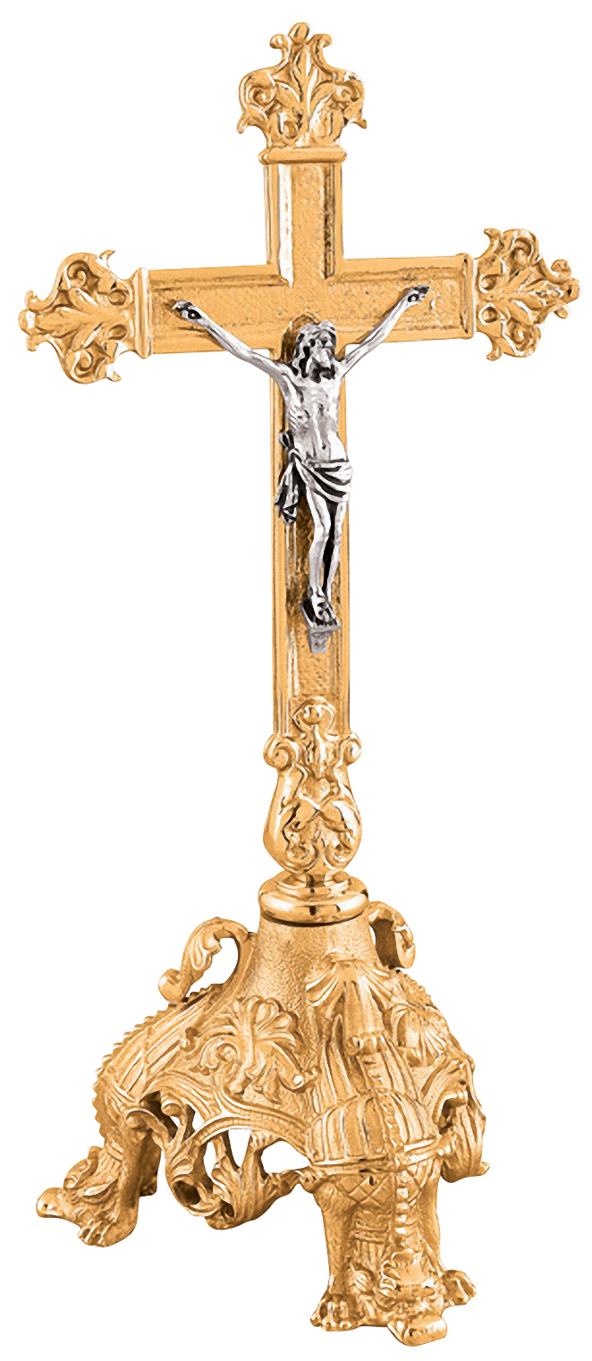 Elaborate Bronze Tripod Altar Crucifix
