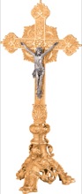 Ornate Sunburst Budded Bronze Altar Cross