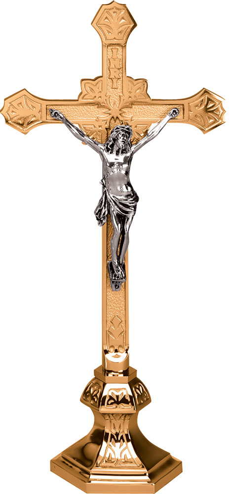 Wheat Design Bronze Altar Crucifix