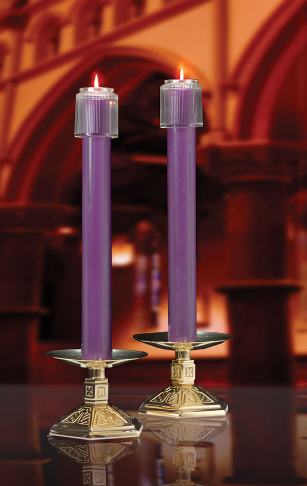 Lenten Altar Candle 1 1/2 x 12. 442556. Tonini Church Supply