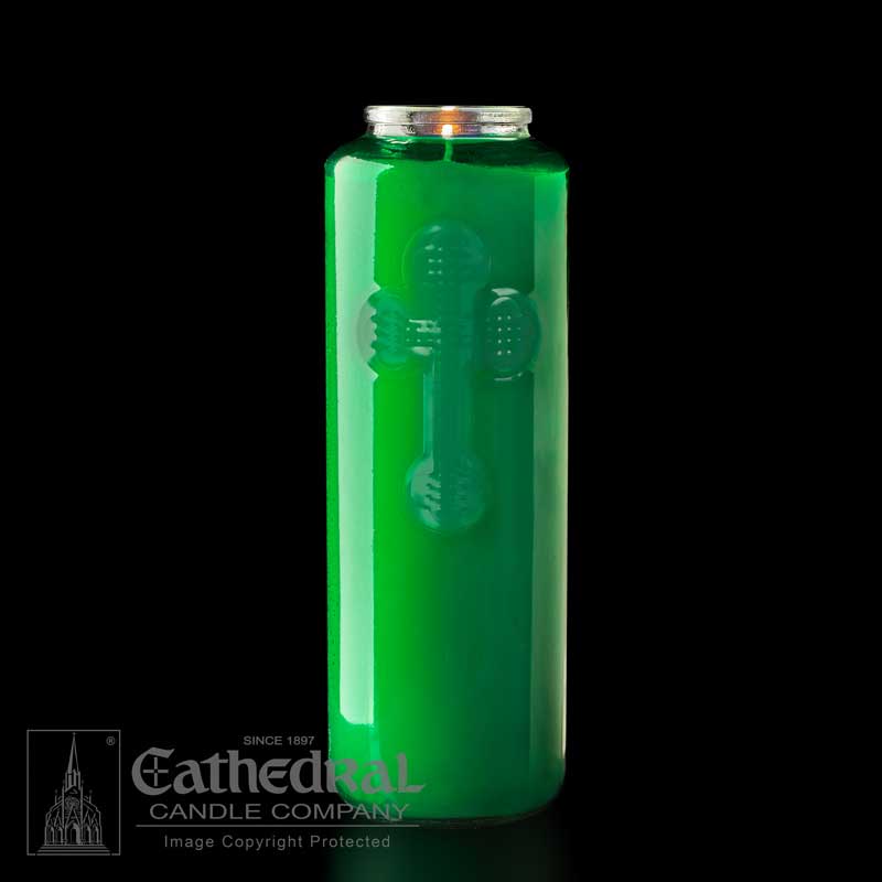 Green 6 Day Glass Devotional Candle