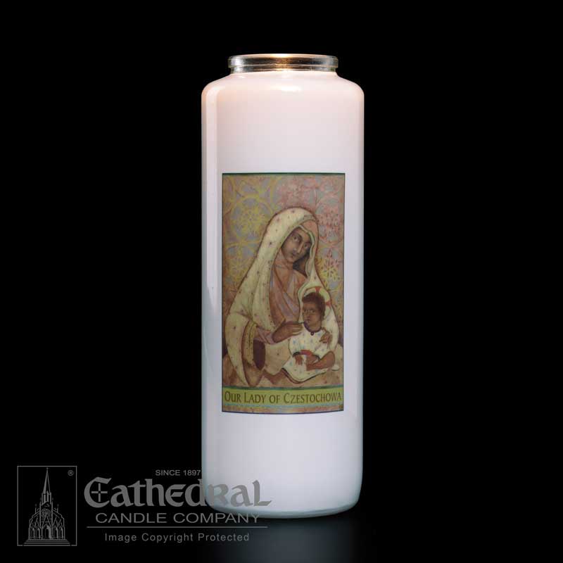 Our Lady of Cestochowa Full Color Bottleneck Candle
