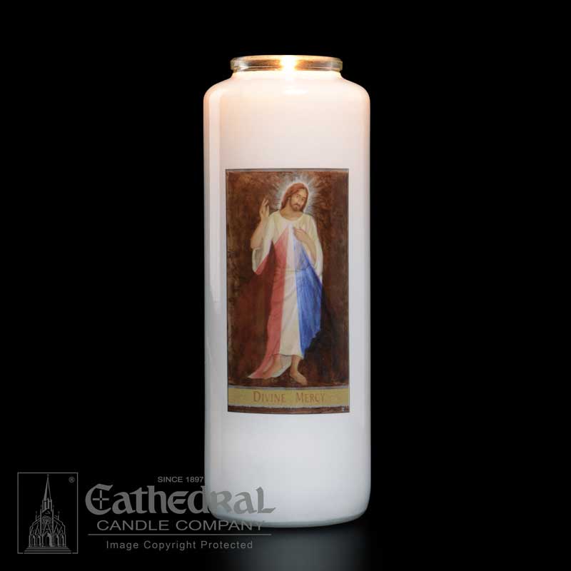 Divine Mercy Full Color Bottleneck Candle