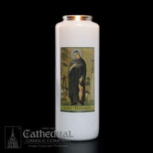St. Peregrine Full Color Glass Bottleneck Candle