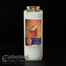 Year of St. Joseph Full Color Bottleneck Candle