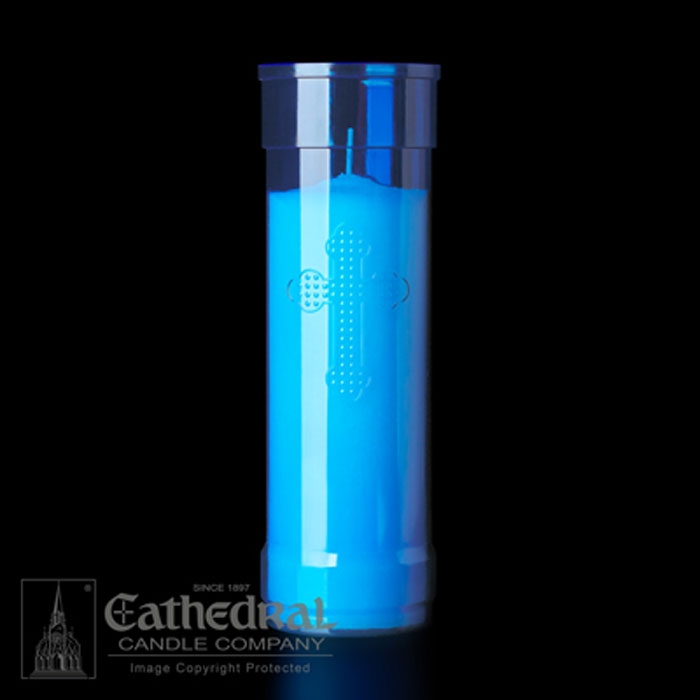 Blue 5 Day Devotional Candle Disposable Insert With Cross