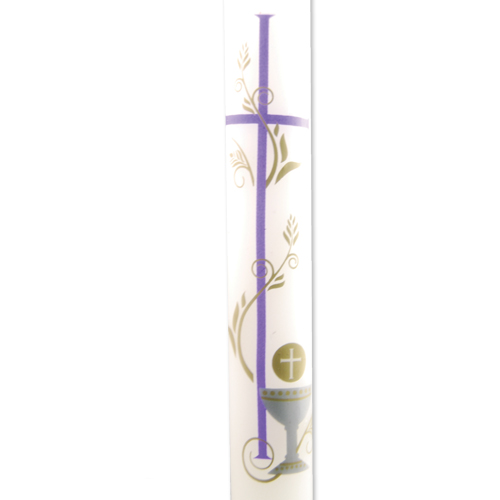 First Communion Candle with Chi Rho and Chalice