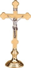 Budded 3 Tier Base Bronze Altar Crucifix