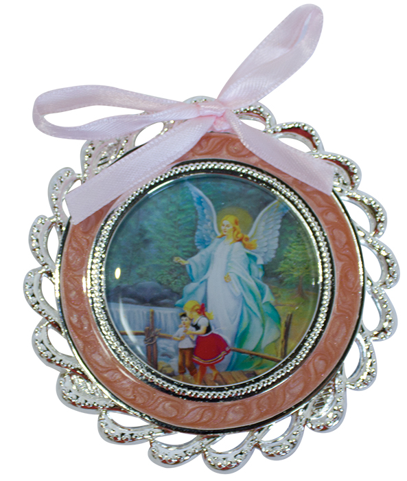 Guardian Angel Lithograph Crib Medal