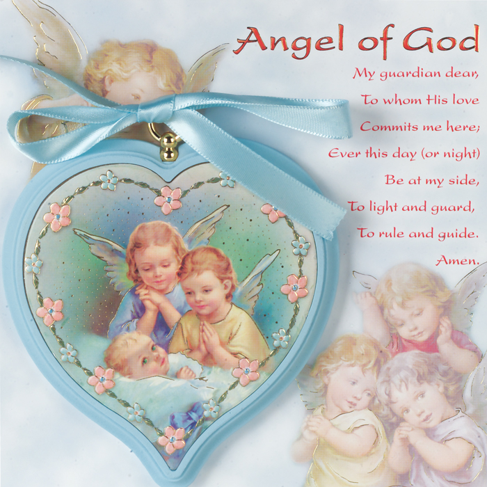 Blue Guardian Angel Crib Medal