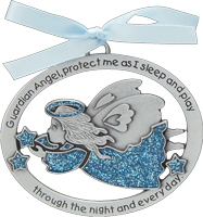 Blue Guardian Angel Crib Medal