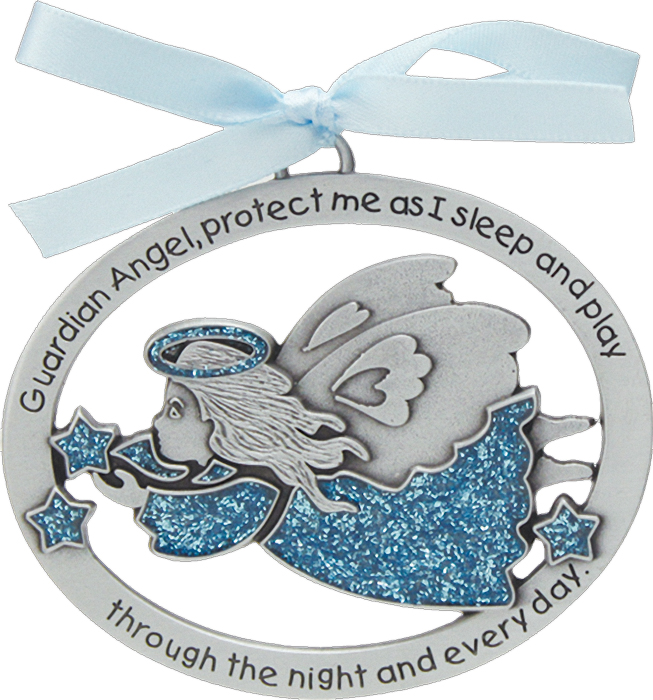 Blue Guardian Angel Crib Medal