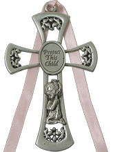 Girl Pink Ribbon Crib Cross