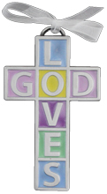 God Loves Small Metal Crib Cross