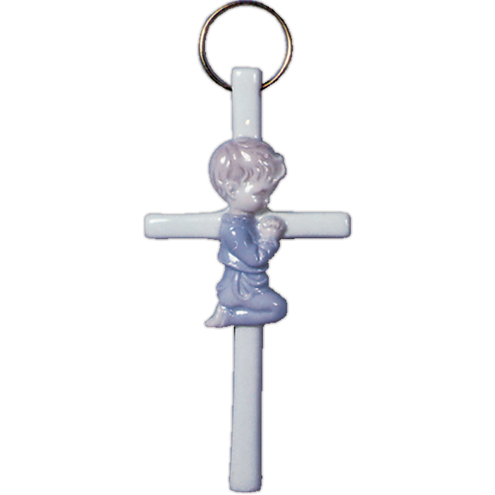 5 1/2" Ceramic Baby Boy Cross