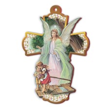 Wood Guardian Angel Wall Cross