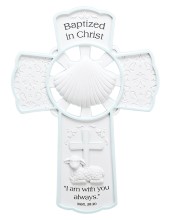Blue Baptized in Christ Shell Cross