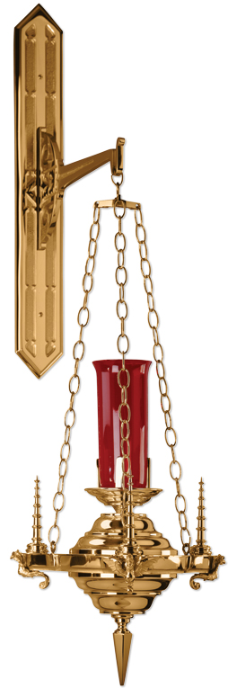 High Polish Hanging Sanctuary Lamp WITH Wall Bracket