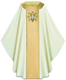 WHITE BRUGIA CHASUBLE W/TIARA