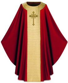 RED BRUGIA CHASUBLE W/TIARA