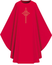 RED DUPION CHASUBLE W/CROSS