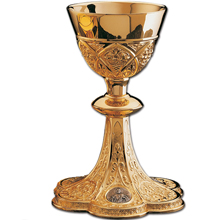 Rich Gothic Ornate Chalice with Paten