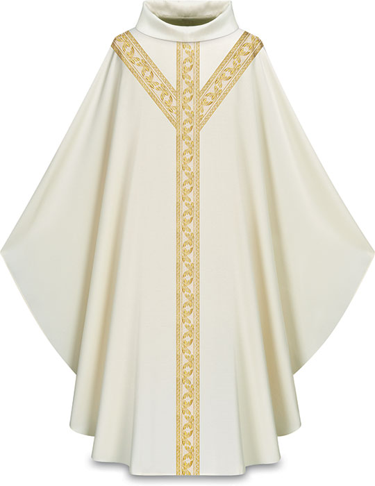 Pius Fabric Chasuble  White