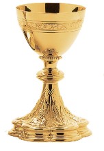 Gold Plated Chalice Elegant Grape and Wheat Design