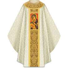 Marian Chasuble in Ecru Duomo Fabric