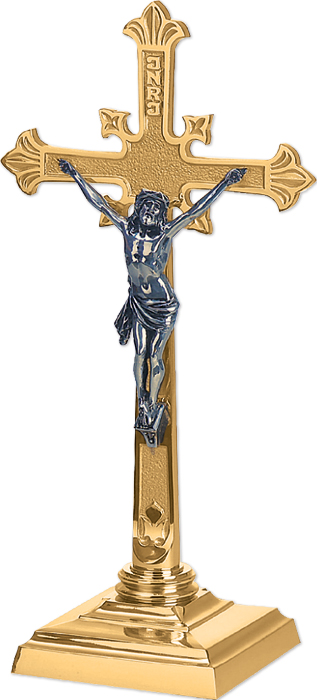 Budded Bronze Altar Crucifix - Standing