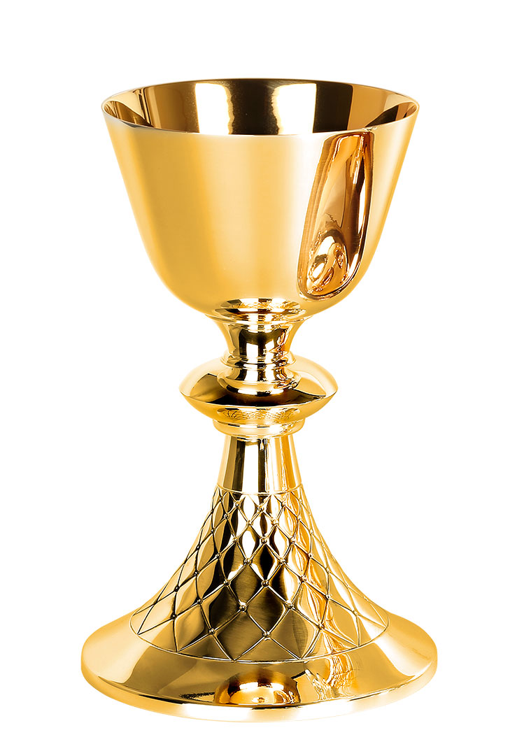 Gold Plated Net Design Base Brass Chalice