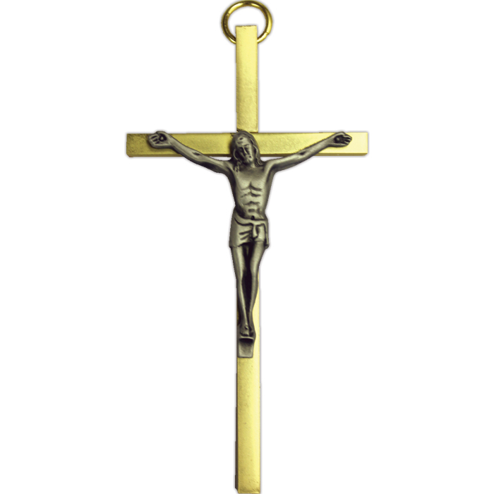 4 1/4" Gold Plated Brass Crucifix