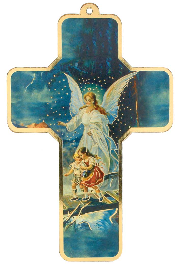 5" Guardian Angel Wooden Cross