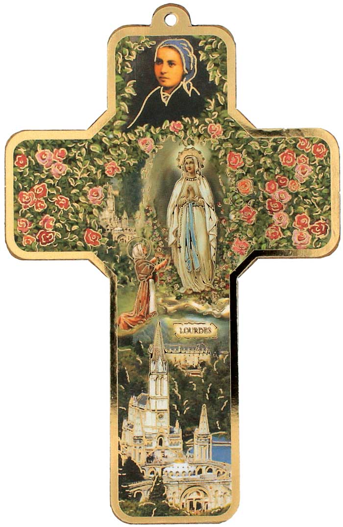 5" Our Lady of Lourdes Wooden Cross
