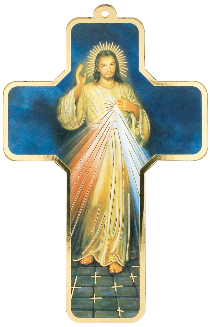 5" Divine Mercy Wooden Cross