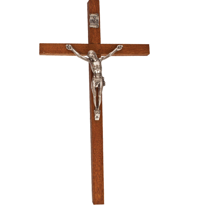 6" European Walnut Wall Crucifix