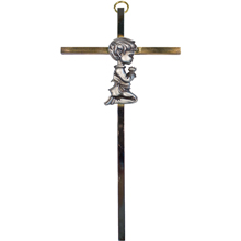 Kneeling Boy Brass Wall Cross