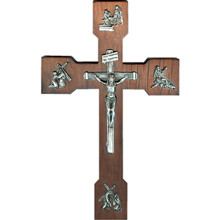 Passion of Christ Walnut Crucifix 8"