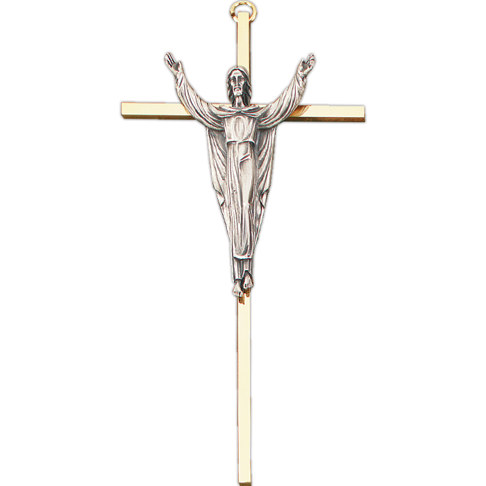 10" 24KT. Gold Plated Brass Crucifix