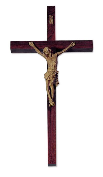 Walnut Finish Crucifix