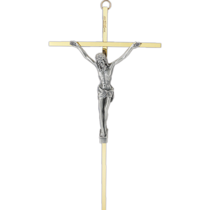 10" Brass Plated Crucifix