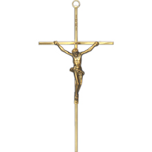 10" Gold Plated Brass Crucifix