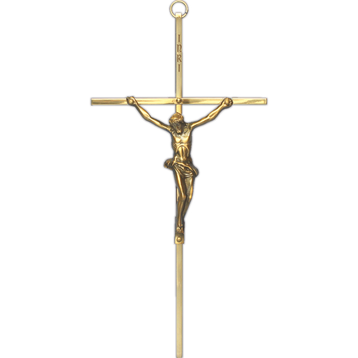 10" Gold Plated Brass Crucifix