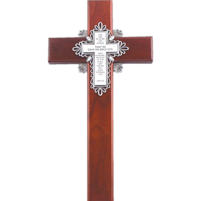 John 3:16 Prayer Cherry Cross 10"