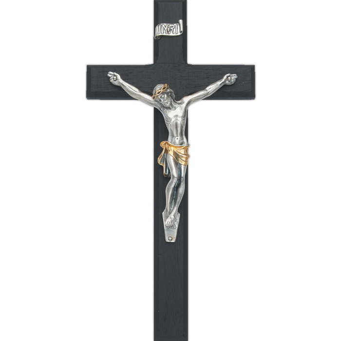 Satin Black Wooden Cross 10"