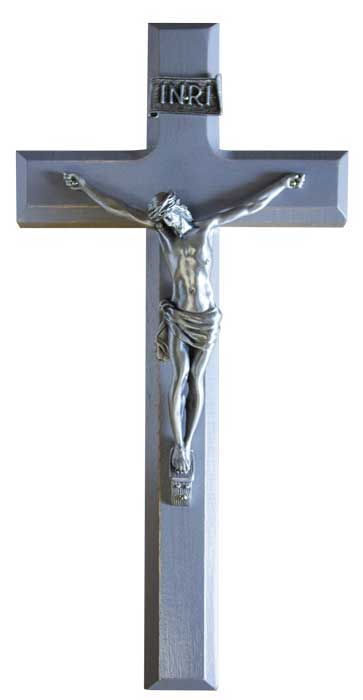Wood Crucifix With Pewter Corpus