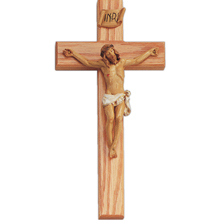 12" Oak Crucifix
