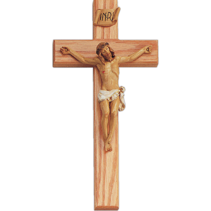 12" Oak Crucifix